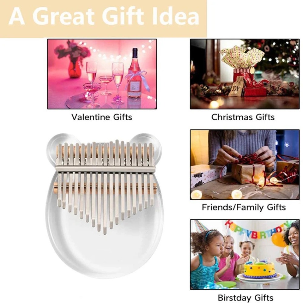 Flower Acrylic Crystal Kalimba Thumb Piano, Transparent Pentacle Thumb Pianos for Beginners