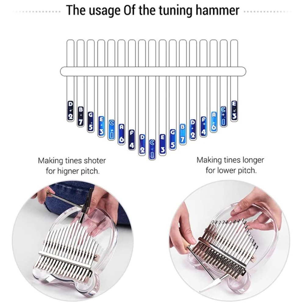 Flower Acrylic Crystal Kalimba Thumb Piano, Transparent Pentacle Thumb Pianos for Beginners