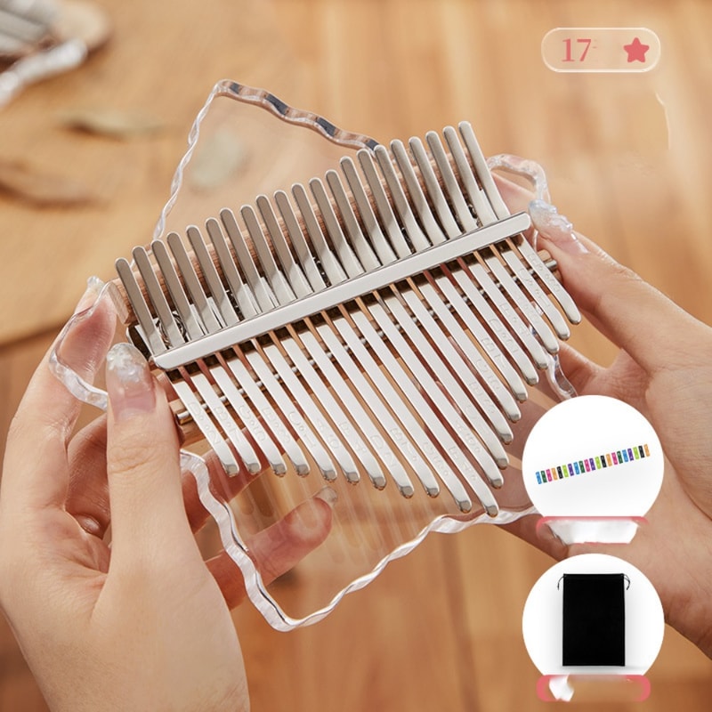 Flower Acrylic Crystal Kalimba Thumb Piano, Transparent Pentacle Thumb Pianos for Beginners