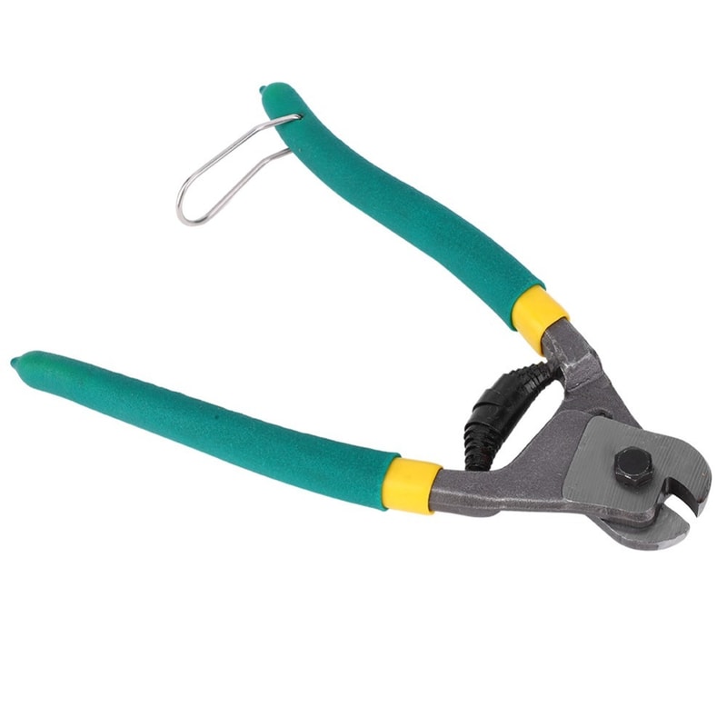 Green Wire Rope Cutter with Spring-loaded Handle, Steel Cable Cutters, One-Handed Cutting Pliers for Brake Cable