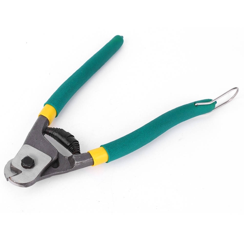Green Wire Rope Cutter with Spring-loaded Handle, Steel Cable Cutters, One-Handed Cutting Pliers for Brake Cable