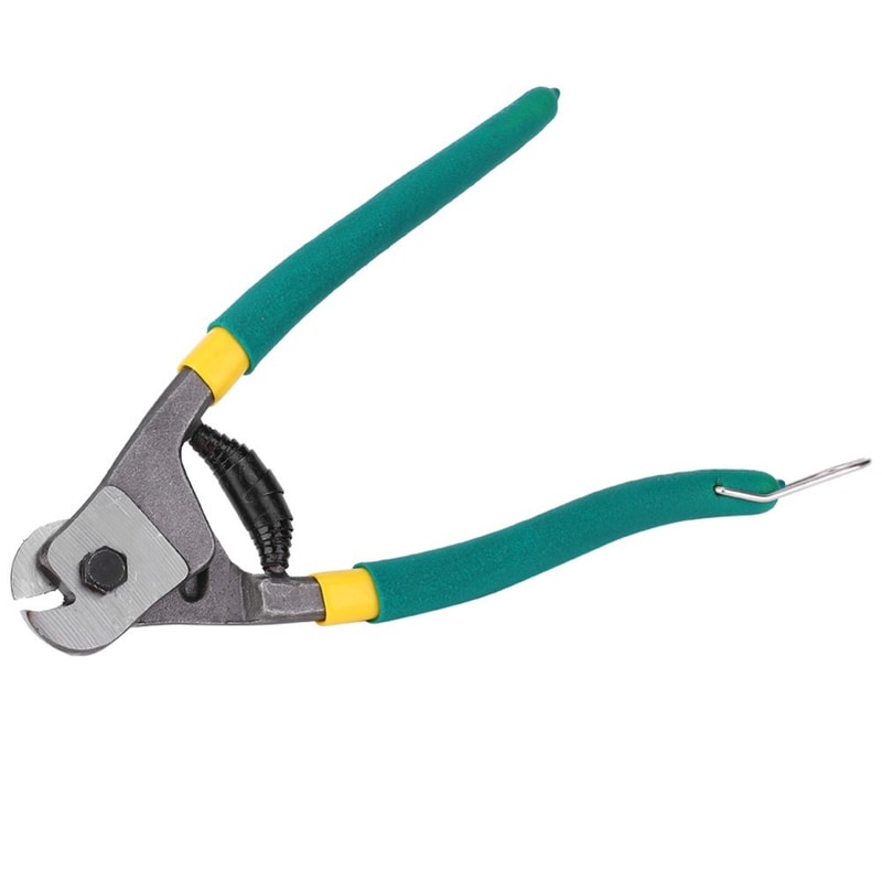 Green Wire Rope Cutter with Spring-loaded Handle, Steel Cable Cutters, One-Handed Cutting Pliers for Brake Cable