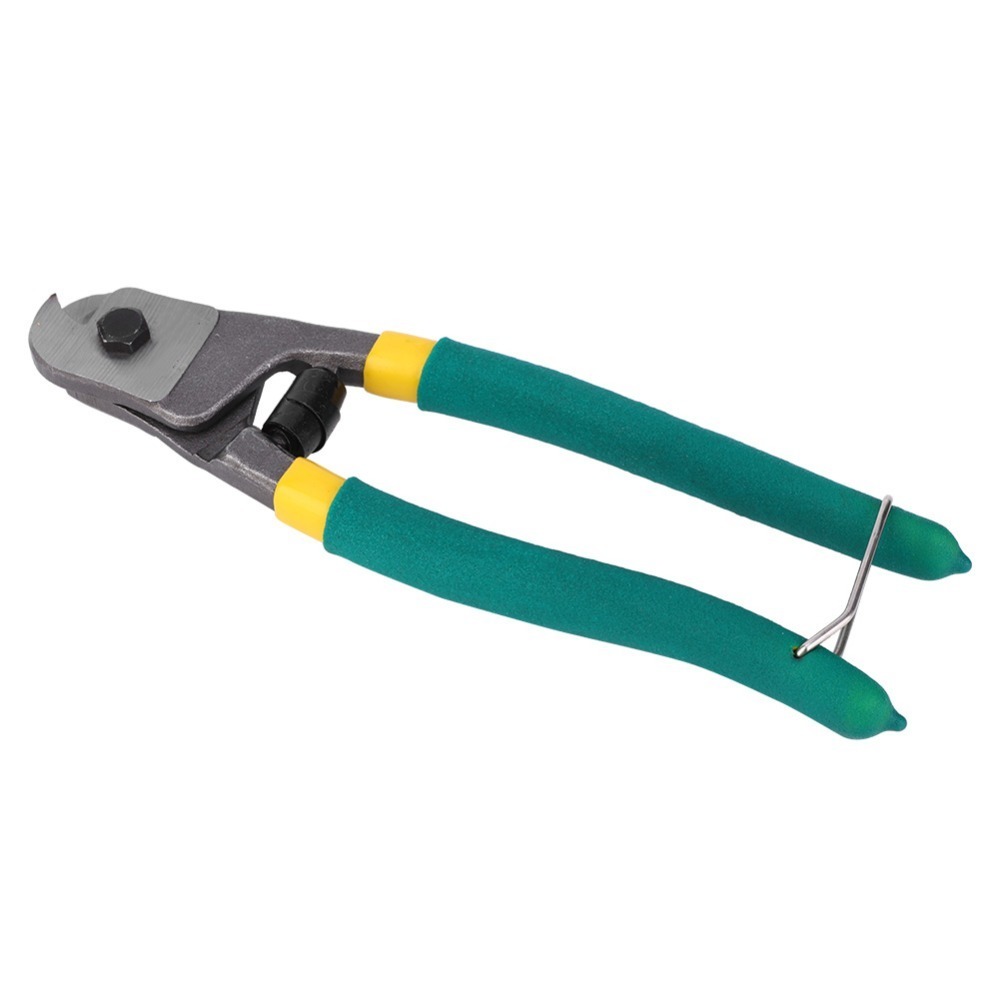 Green Wire Rope Cutter with Spring-loaded Handle, Steel Cable Cutters, One-Handed Cutting Pliers for Brake Cable