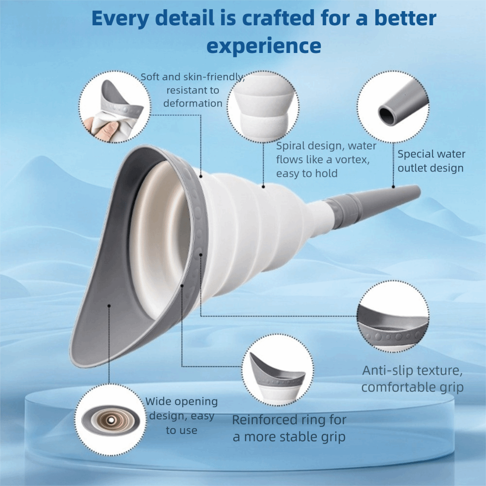 Foldable Design Female Device, Reusable She Pee Cup, Conch Shape Pee Funnel for Hiking
