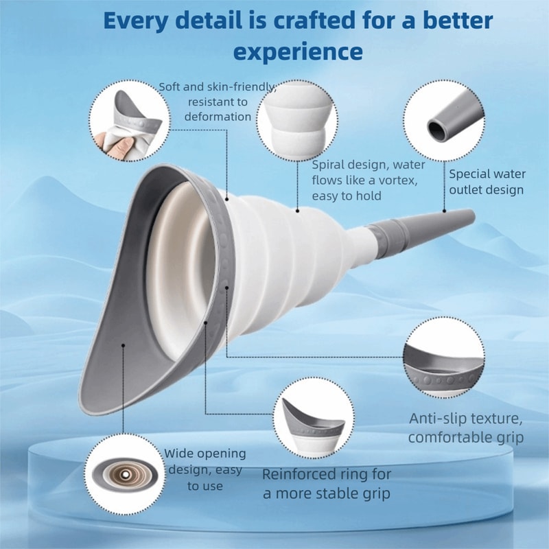 Foldable Design Female Device, Reusable She Pee Cup, Conch Shape Pee Funnel for Hiking