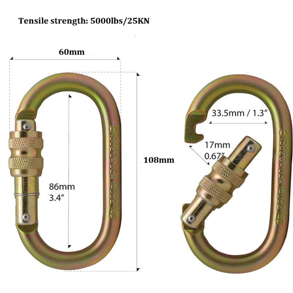 Alloy Steel Professional Safety Carabiner, Multicolors D Shape Key Hooks, Outdoor Ascend Tool