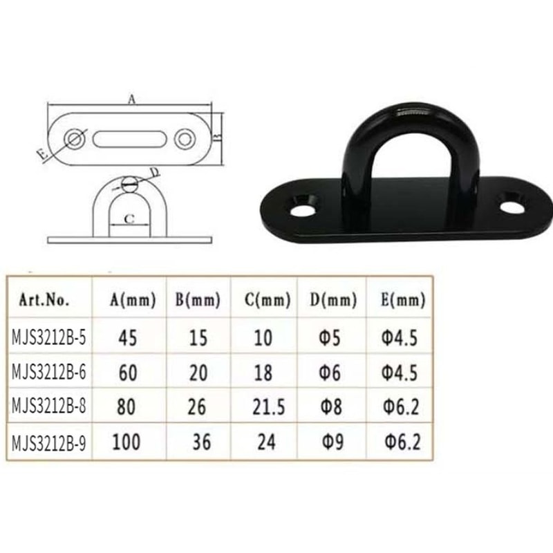 Thickened Stainless Steel Eye Plate Hook Oval Black Ceiling Hooks For Marine Use 5