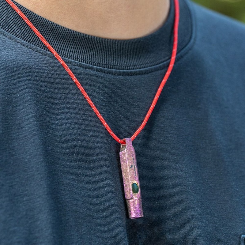 Mini Titanium Whistle, Portable Loud Lightweight Outdoor EDC Tool for Camping and Hiking