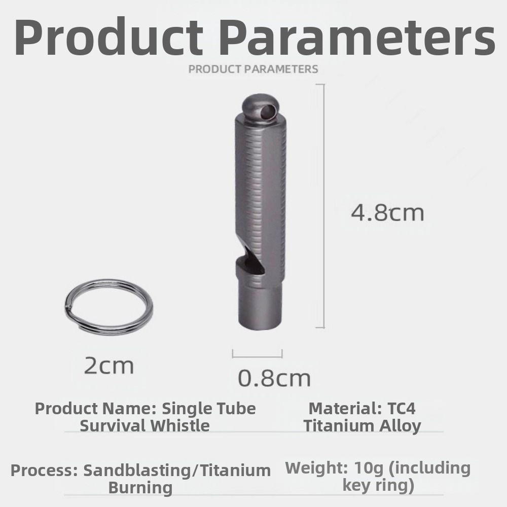 Mini Titanium Whistle, Portable Loud Lightweight Outdoor EDC Tool for Camping and Hiking