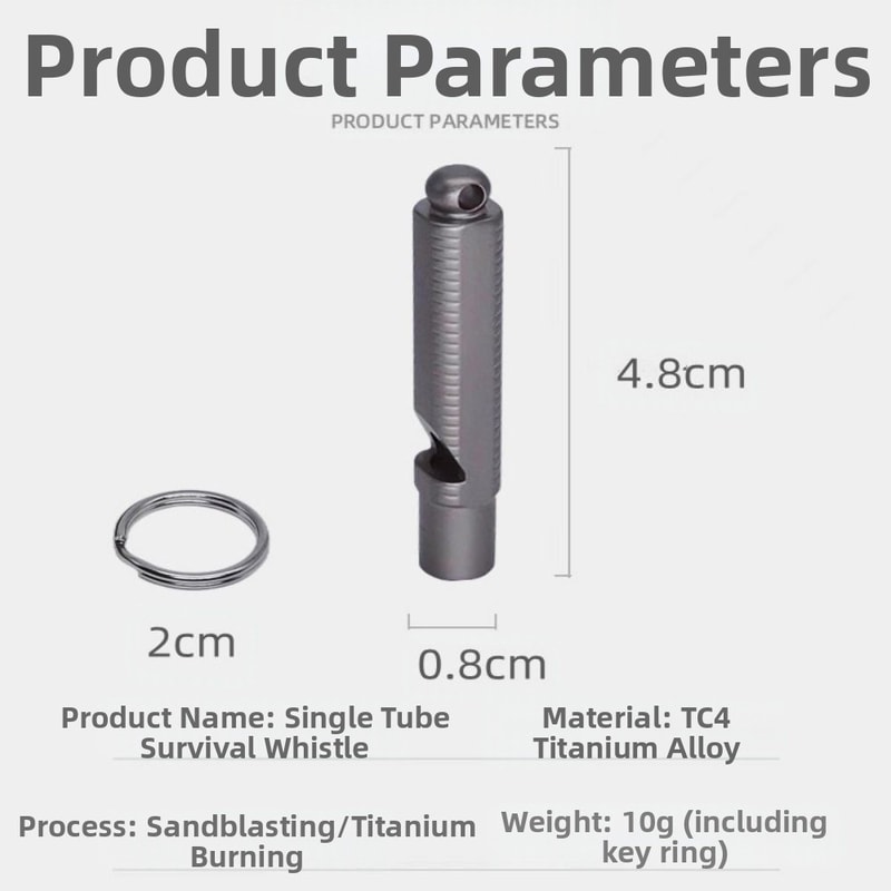 Mini Titanium Whistle, Portable Loud Lightweight Outdoor EDC Tool for Camping and Hiking