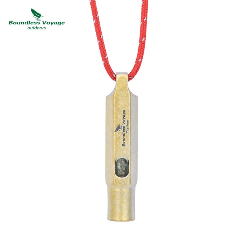 Mini Titanium Whistle, Portable Loud Lightweight Outdoor EDC Tool for Camping and Hiking