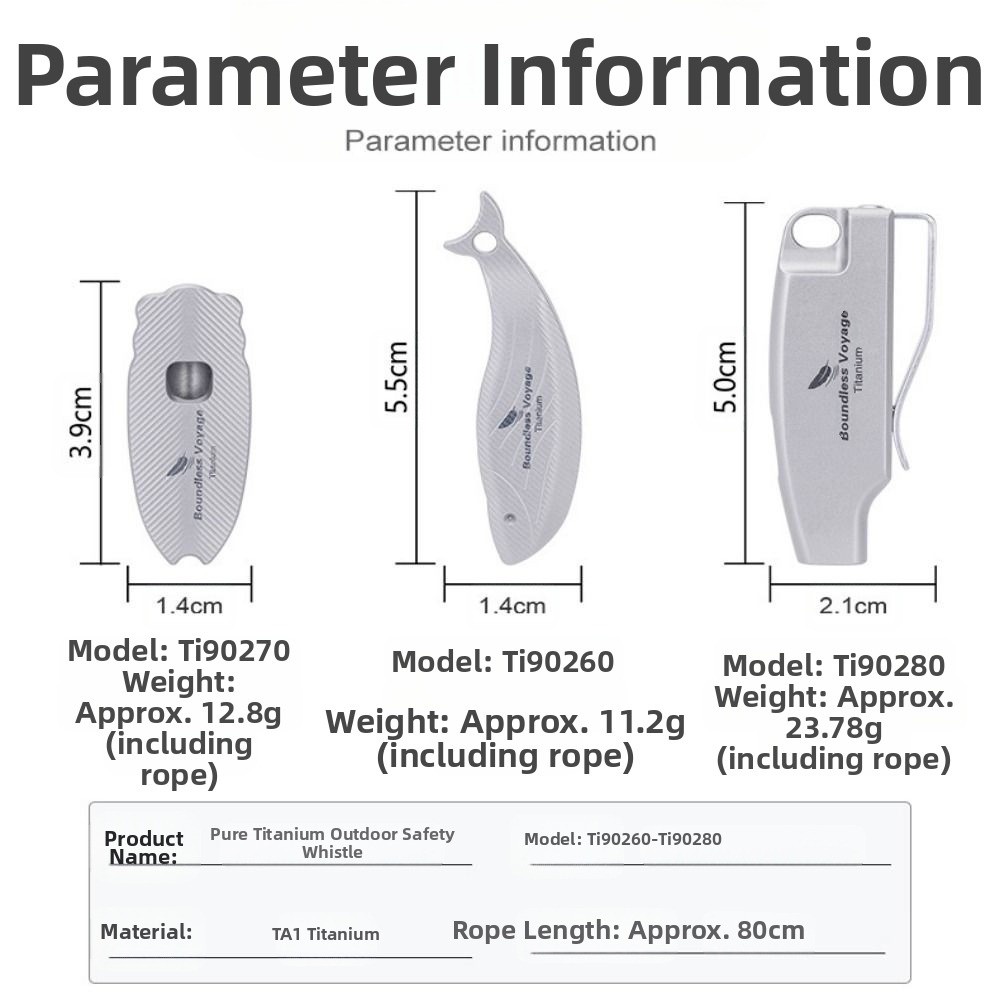 Mini Titanium Whistle, Portable Loud Lightweight Outdoor EDC Tool for Camping and Hiking