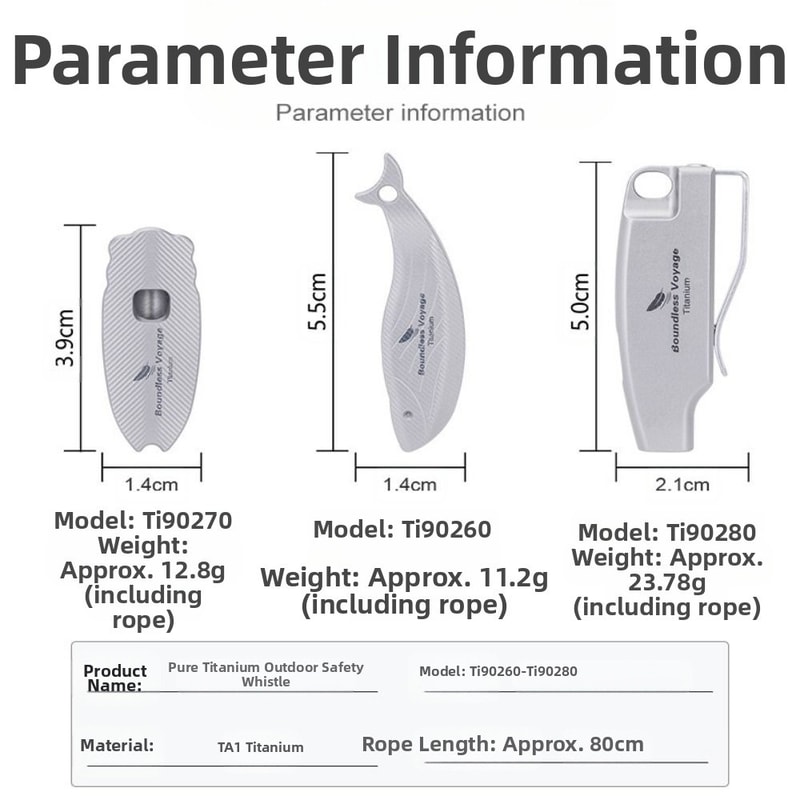 Mini Titanium Whistle, Portable Loud Lightweight Outdoor EDC Tool for Camping and Hiking