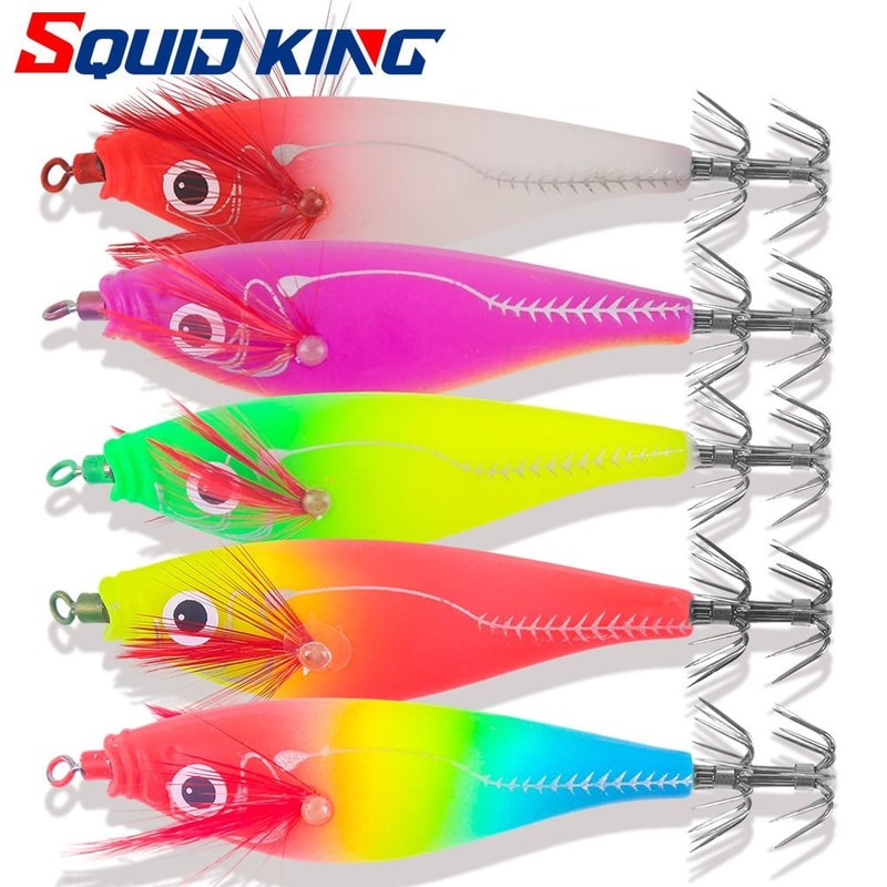 Webfoot Wood Shrimp Slow Sinking Lure with Luminous Sound Beads Artificial Octopus Fishing Bait
