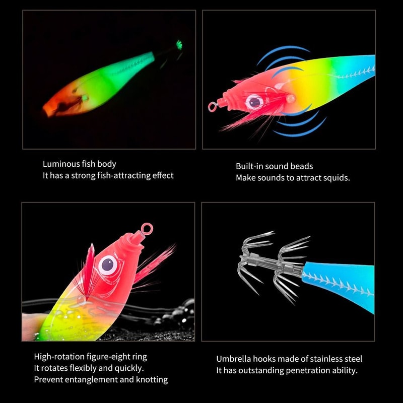 Webfoot Wood Shrimp Slow Sinking Lure with Luminous Sound Beads Artificial Octopus Fishing Bait