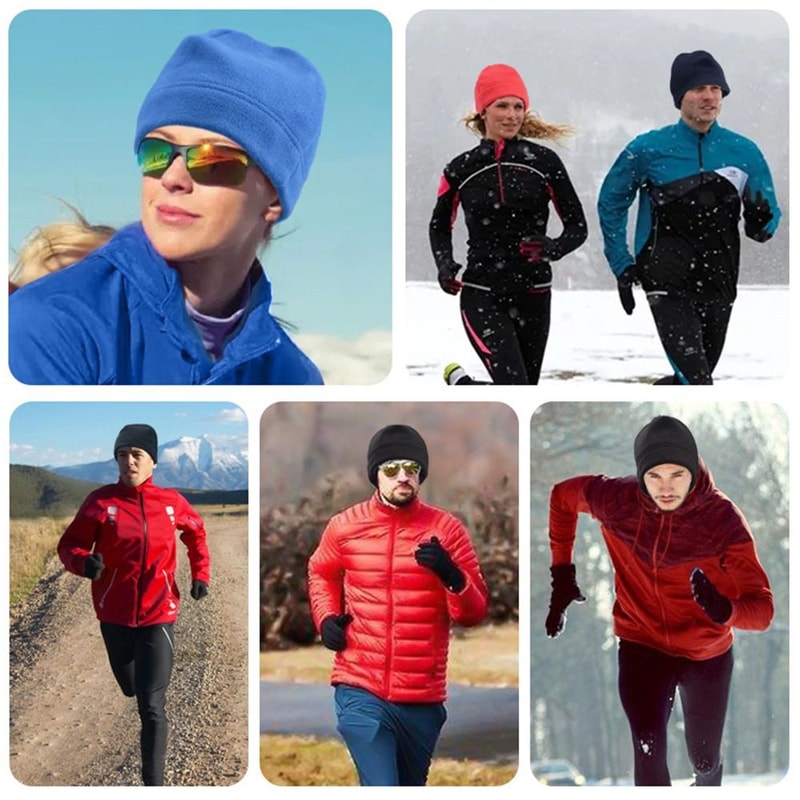 Slouchy Winter Polar Fleece Beanie Hat - Soft, Warm Running and Cycling Cap for Men and Women, Windproof Design