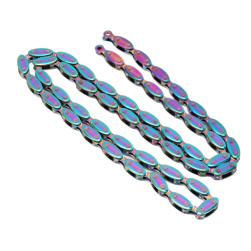 Manganese Steel Fixed Gear Chain, Durable Rainbow Single Speed Links, Premium Cycling Accessories for Bike Enthusiasts