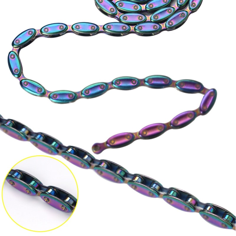 Manganese Steel Fixed Gear Chain, Durable Rainbow Single Speed Links, Premium Cycling Accessories for Bike Enthusiasts