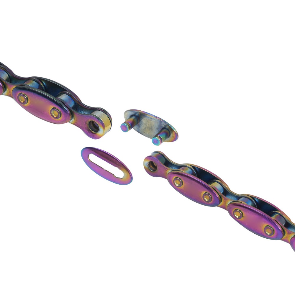 Manganese Steel Fixed Gear Chain, Durable Rainbow Single Speed Links, Premium Cycling Accessories for Bike Enthusiasts