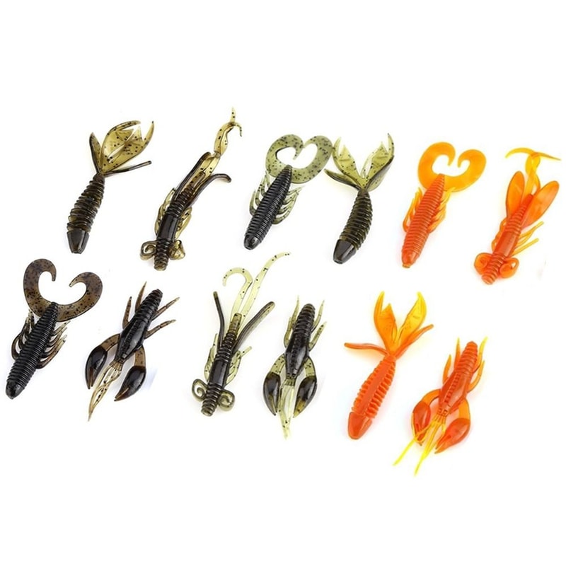 Soft PVC Worm Crawfish Lure, Lobster Bait, Multiple Sizes for Fishing Baits