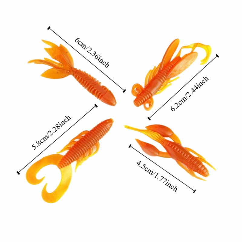 Soft PVC Worm Crawfish Lure, Lobster Bait, Multiple Sizes for Fishing Baits