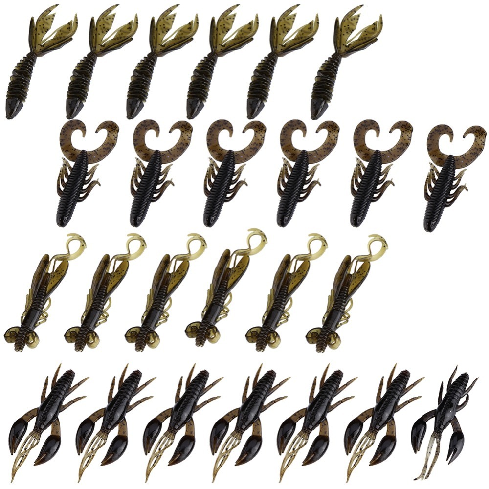 Soft PVC Worm Crawfish Lure, Lobster Bait, Multiple Sizes for Fishing Baits