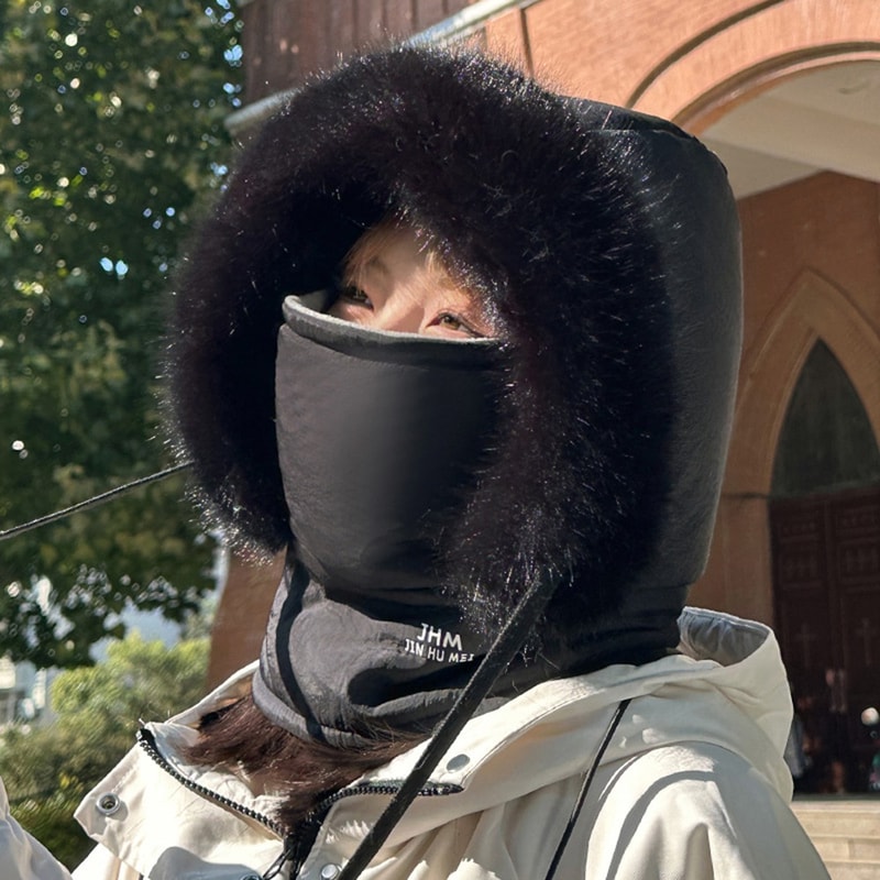 Thickened Beanies Cap Velvet New Warm Winter Hat Ear Protection Neck Warmer Windproof Scarf OnePiec 6