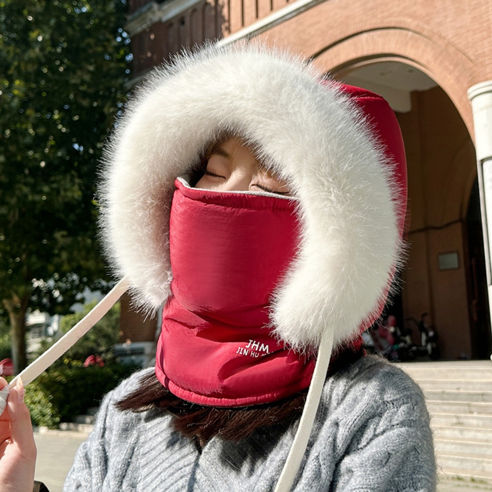 Thickened Beanies Cap Velvet New Warm Winter Hat Ear Protection Neck Warmer Windproof Scarf OnePiec 8