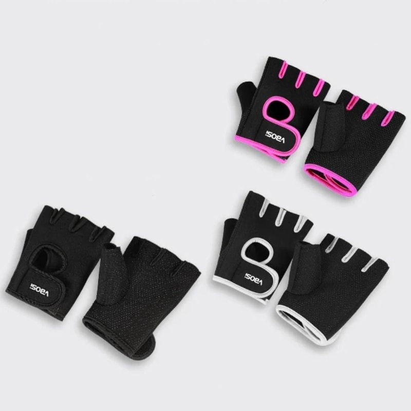 Elastic Compression Half Finger Cycling Gloves Black Grey Pink Cotton Polyester Finger Brace For Gy 4