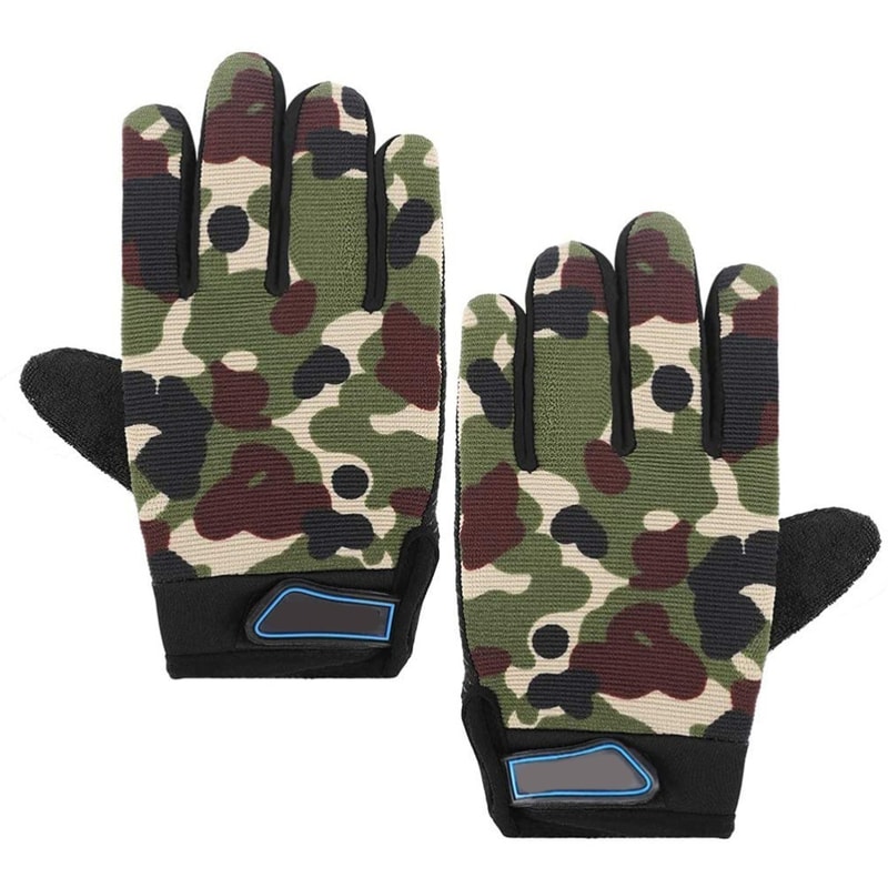 Kids Cycling Gloves, Full Finger Sport Gloves, Green Breathable Cloth for Maximum Comfort