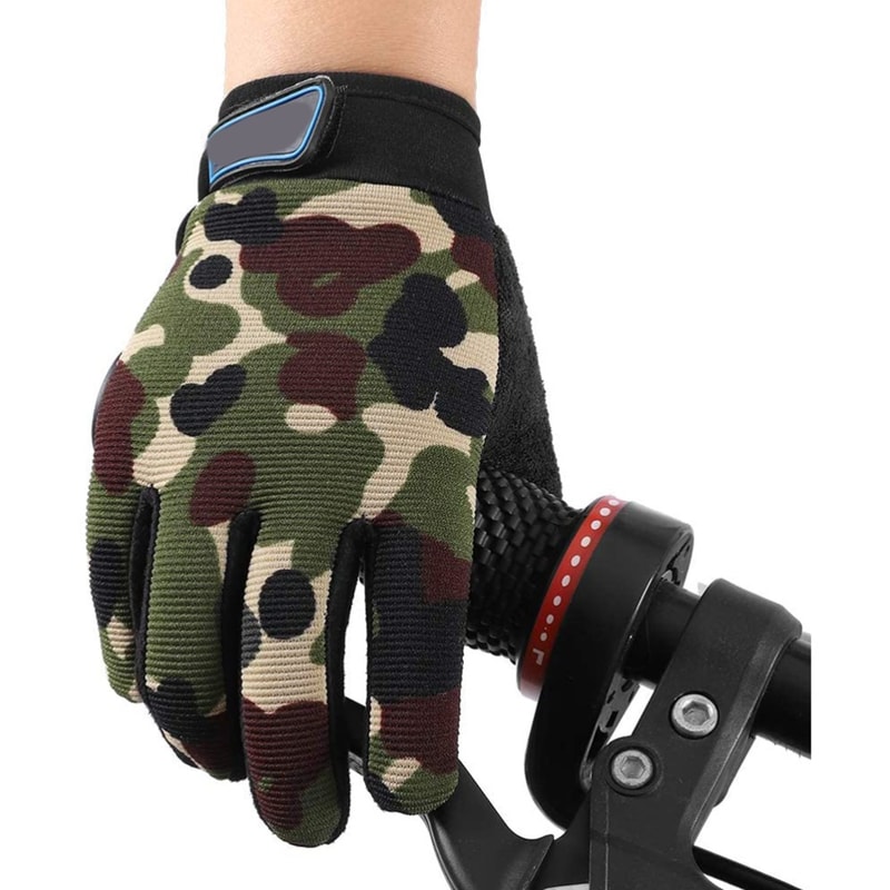 Kids Cycling Gloves, Full Finger Sport Gloves, Green Breathable Cloth for Maximum Comfort