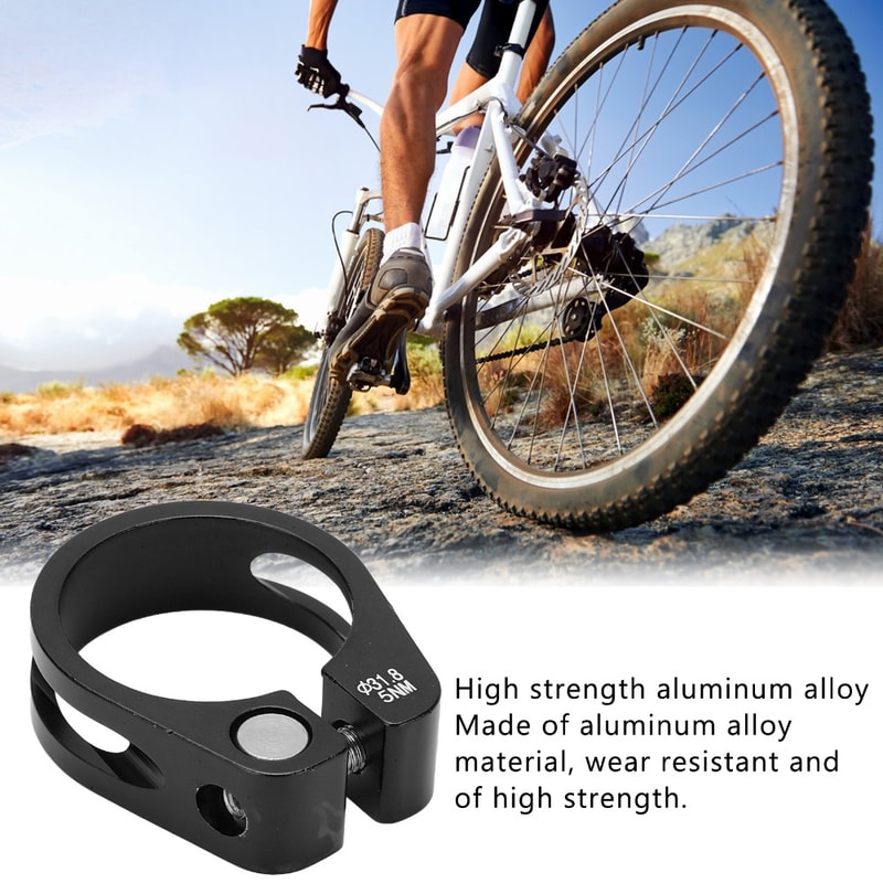 Black Lightweight Seat Post Clamp, Aluminum Alloy Bike Clip, Bike Accessories