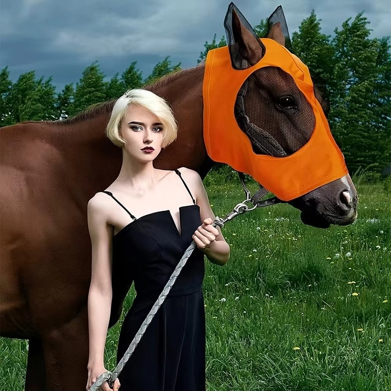 Horse Fly Mask, Multifunctional Horse Mosquito Mask, Comfortable Sun UV Protection, Breathable Mesh Face Mask