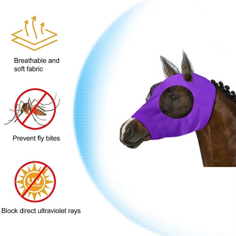 Horse Fly Mask, Multifunctional Horse Mosquito Mask, Comfortable Sun UV Protection, Breathable Mesh Face Mask