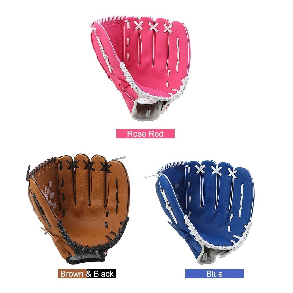Synthetic Leather Baseball Glove Blue Mitt Rose Red Brown Black Catcher Gloves For Practice 2