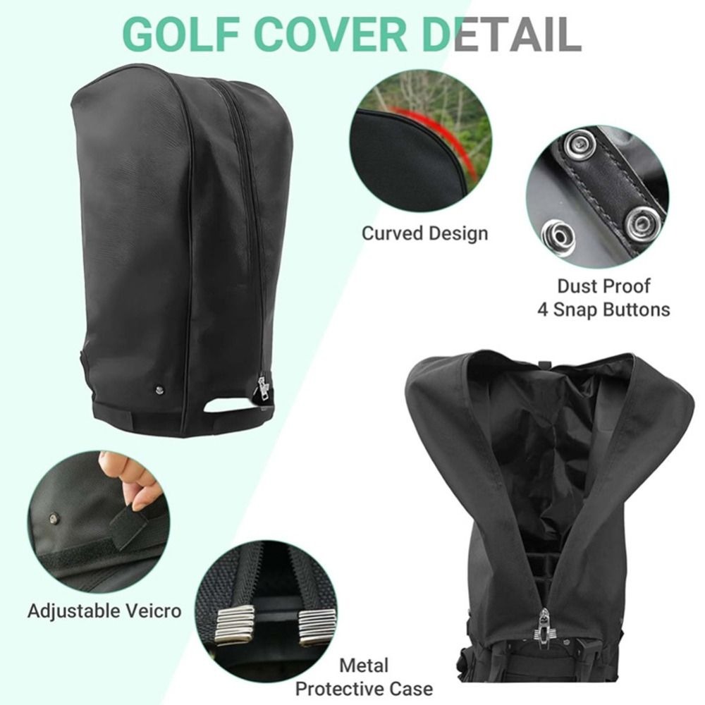 Waterproof Golf Club Rain Cover, Dustproof Zipper Hood, Portable Club Protector with Buckle for Outdoor Protection