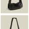 Wide Strap PU Leather Shoulder Bag, Luxury Casual Crossbody Messenger Bag in Half Moon Shape