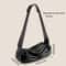Wide Strap PU Leather Shoulder Bag, Luxury Casual Crossbody Messenger Bag in Half Moon Shape