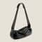 Wide Strap PU Leather Shoulder Bag, Luxury Casual Crossbody Messenger Bag in Half Moon Shape