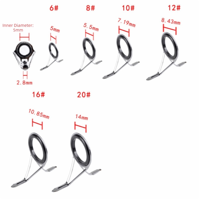 Fishing Rod Guide Stainless Steel Frame, Ceramic DIY Baitcasting Eye Ring