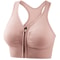 Shock Resistant Sports Bra, Front Zipper Design, Plus Size, Breathable Seamless Gym Top