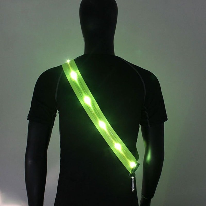 Cycling LED Shoulder Straps, Fluorescent Green for Night Safety, Lightweight Outdoor Hiking Gear
