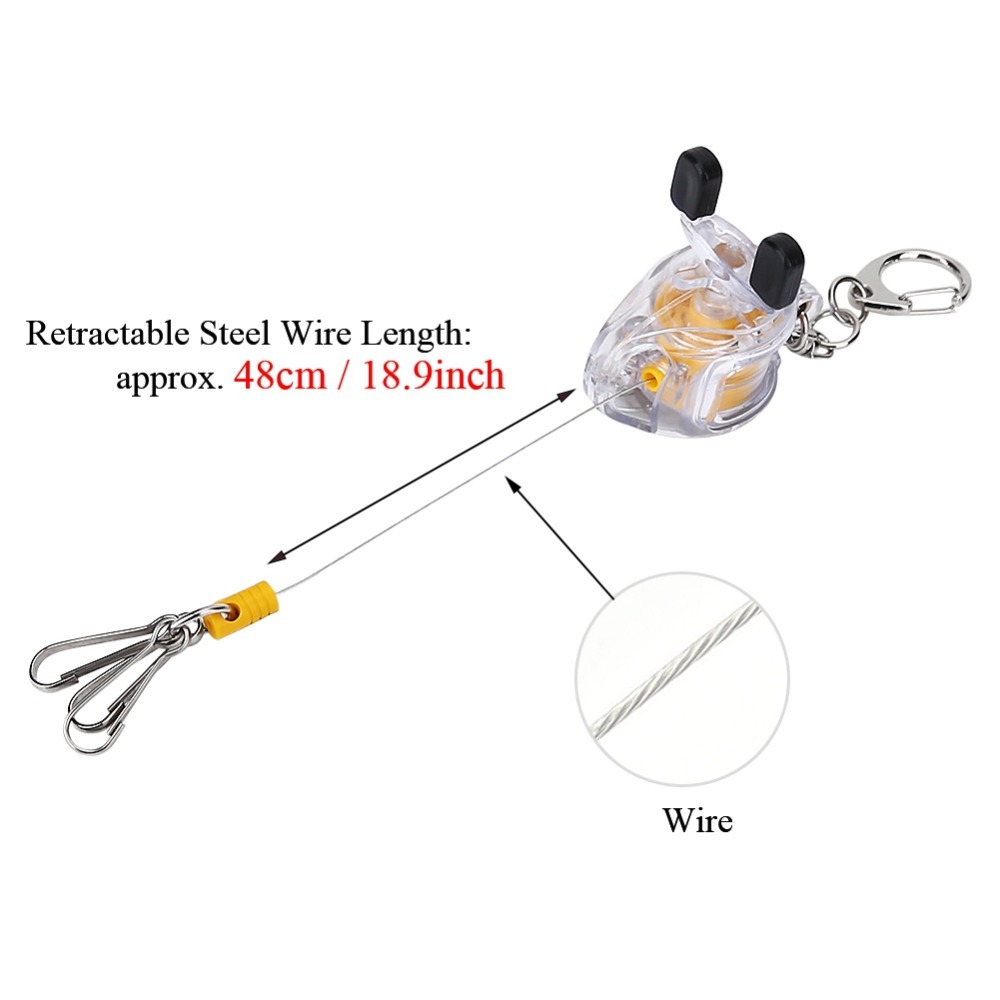 Fishing Key Chain with Steel Wire, Telescopic Rope Portable Key Ring for Outdoor Use