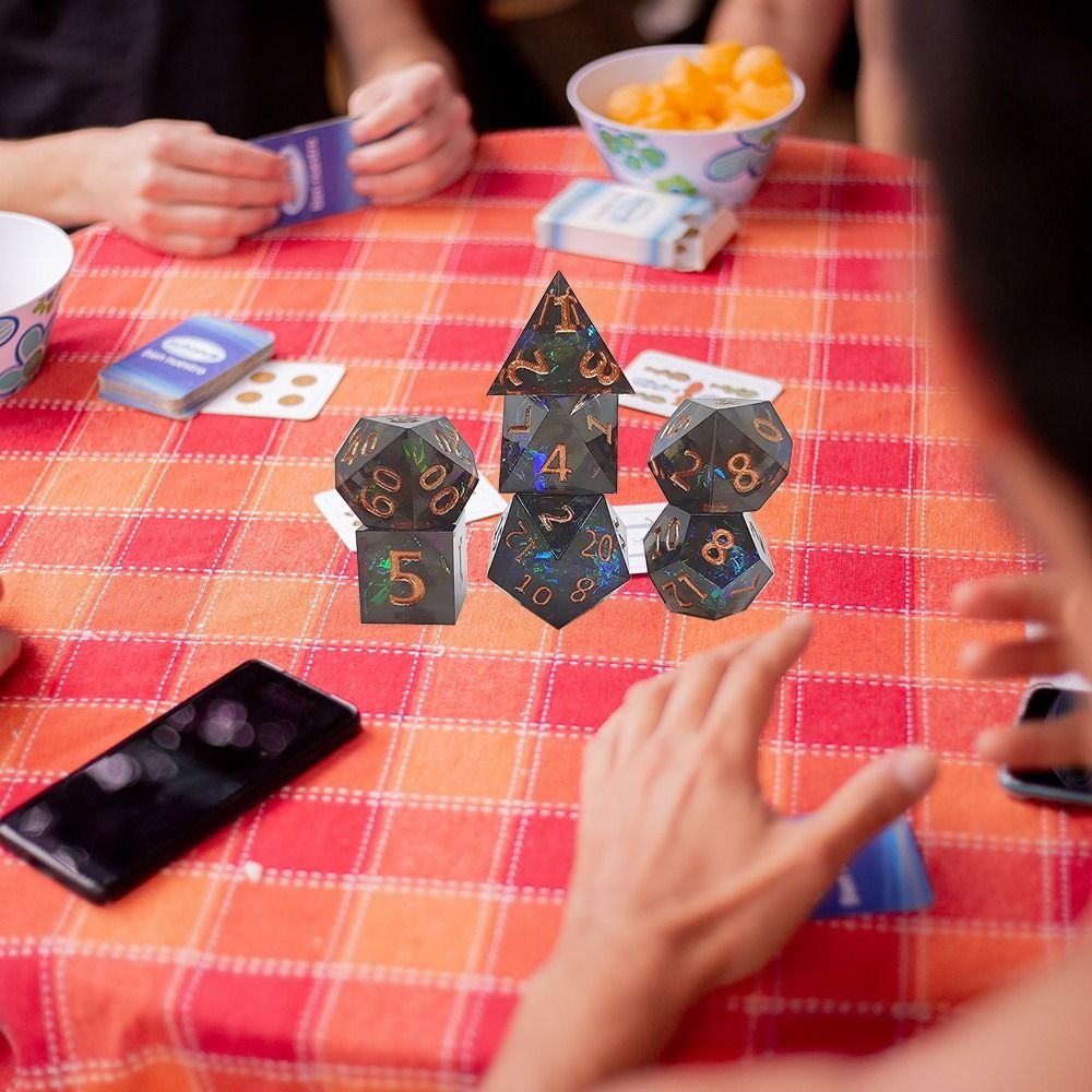 Polyhedral Resin Dice Set, Multicolor Dice, Creative Sharp Corner Dice Gift Collection