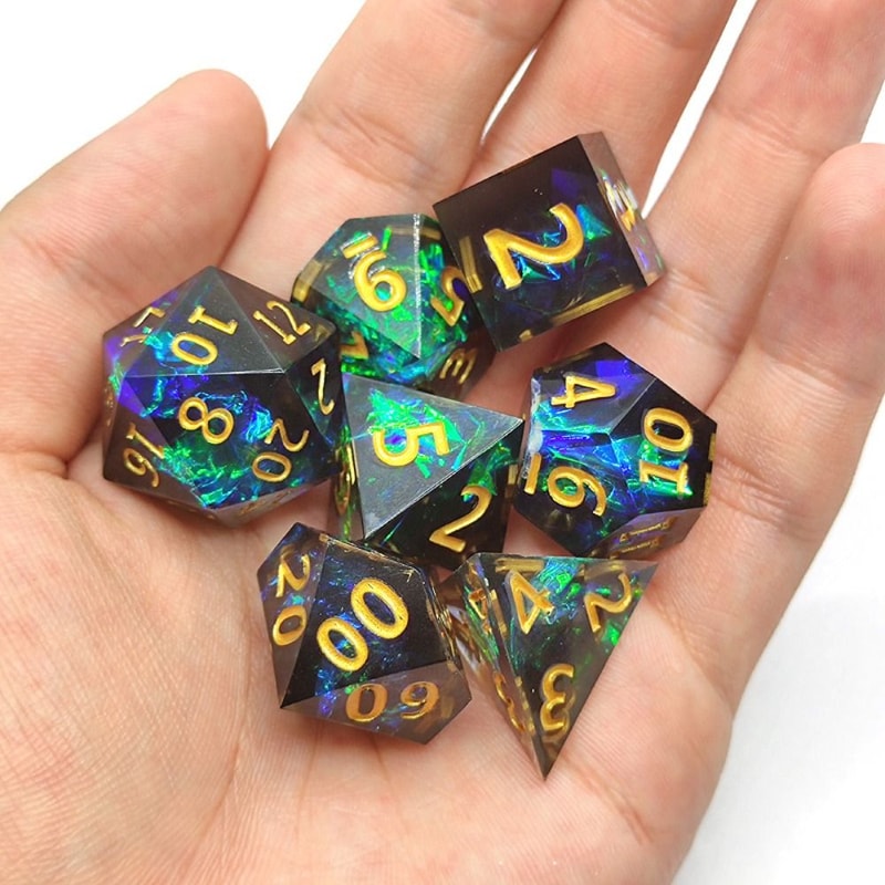 Polyhedral Resin Dice Set, Multicolor Dice, Creative Sharp Corner Dice Gift Collection