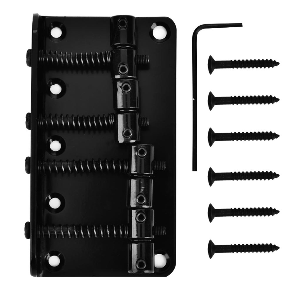 Top Load Black Electric Bass Bridge with Screws, Hex Wrench and String Bass Bridge for Musicians