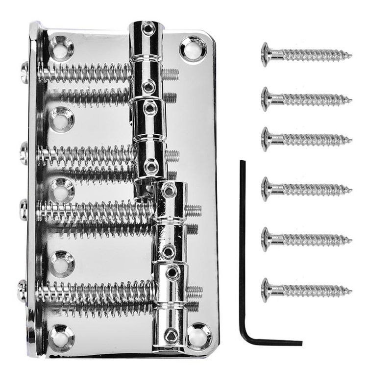 Top Load Black Electric Bass Bridge with Screws, Hex Wrench and String Bass Bridge for Musicians