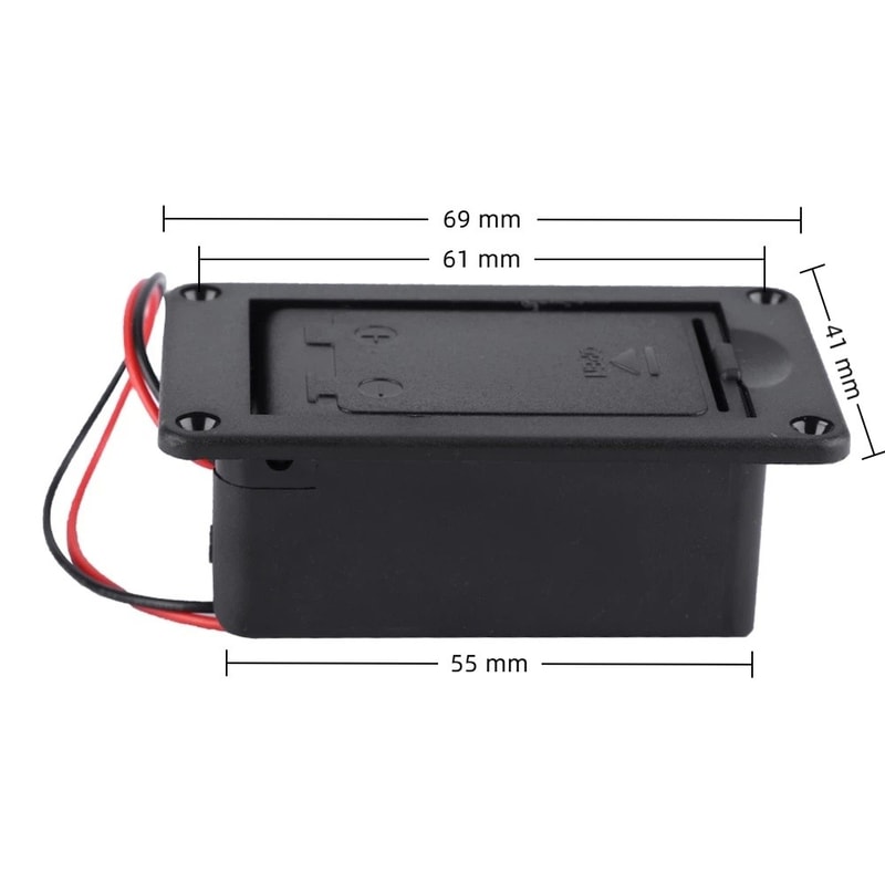 Black Battery Case Cover, Box Pickup Connector Battery Compartment