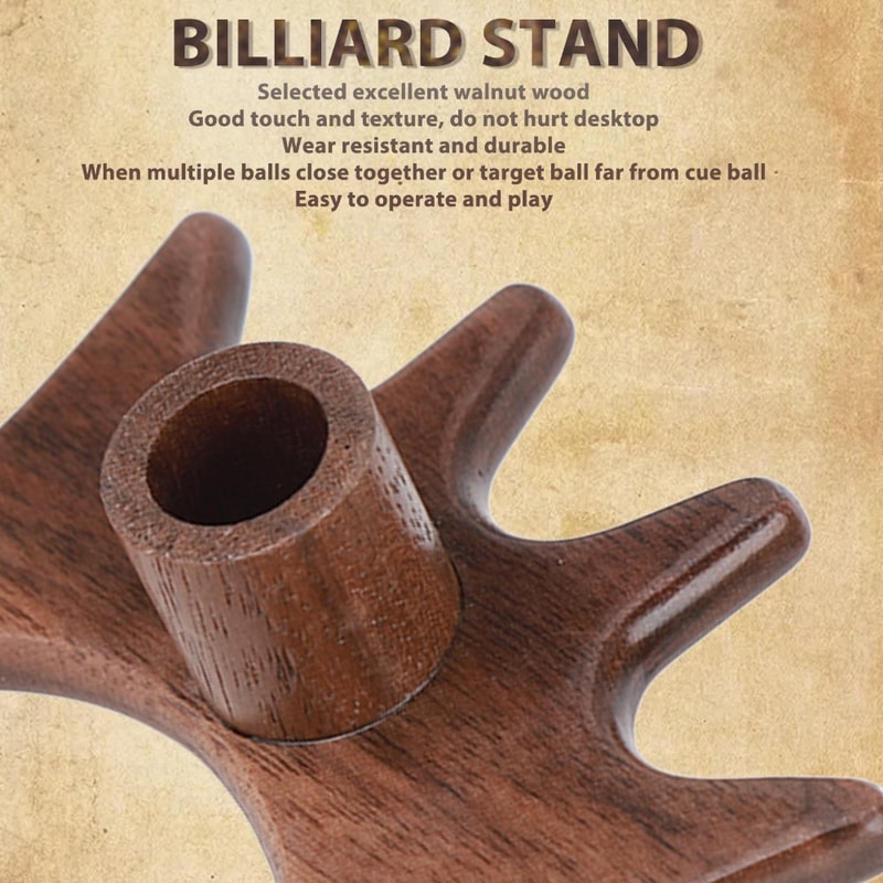 Billiards Cue Stick Accessory, High Fork Walnut Wood, Wooden Pool Cue Bridge Head