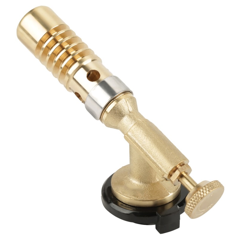 Portable Brass Kitchen Torch with Adjustable Flame, Brass Butane Torch Head, Electronic Ignition, Refillable Handheld